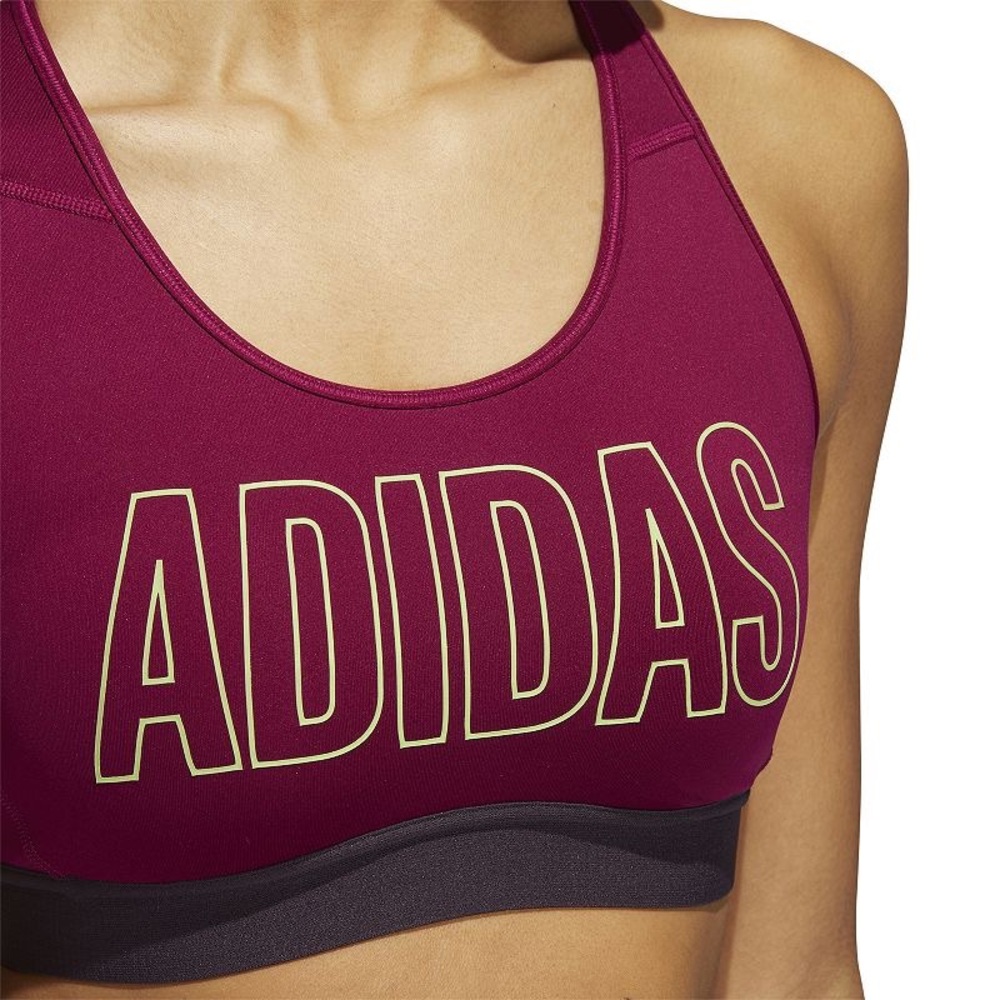 NWT Adidas Women's adidas Logo Medium Support Sports Bra, Power Berry, Size S